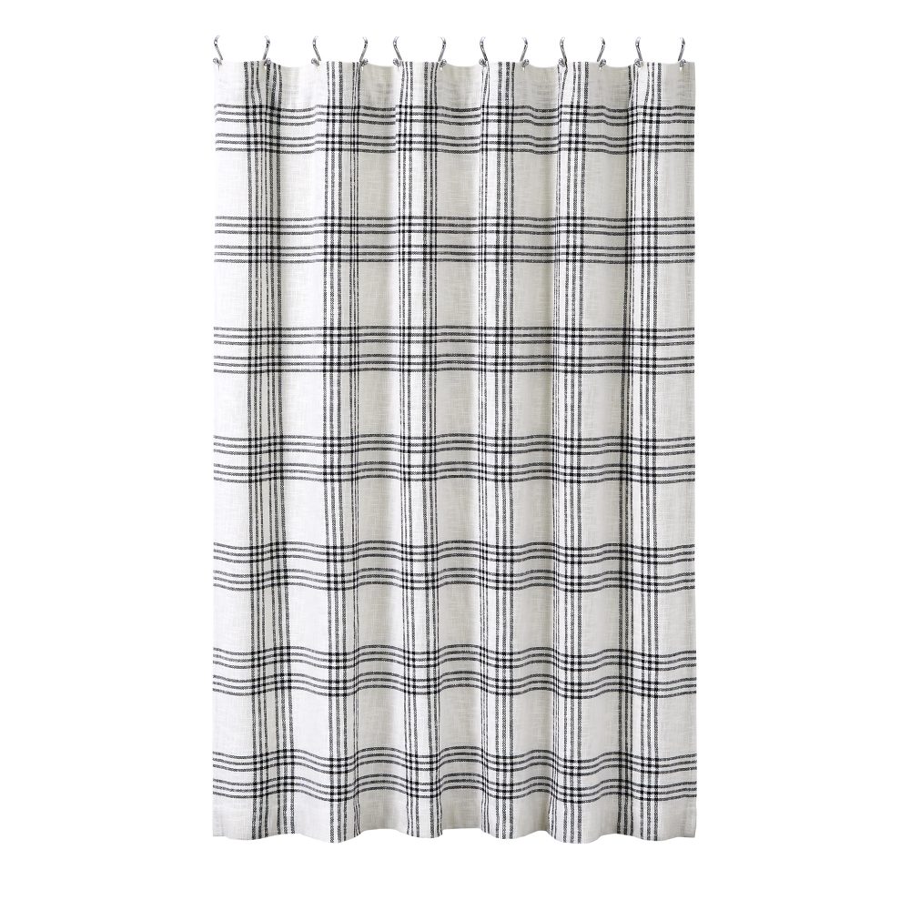 Black Plaid Shower Curtain 72x72