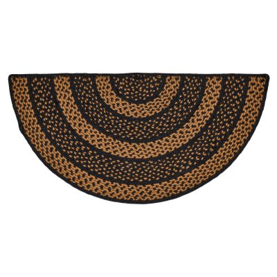 Black & Tan Jute Rug Half Circle 16.5x33