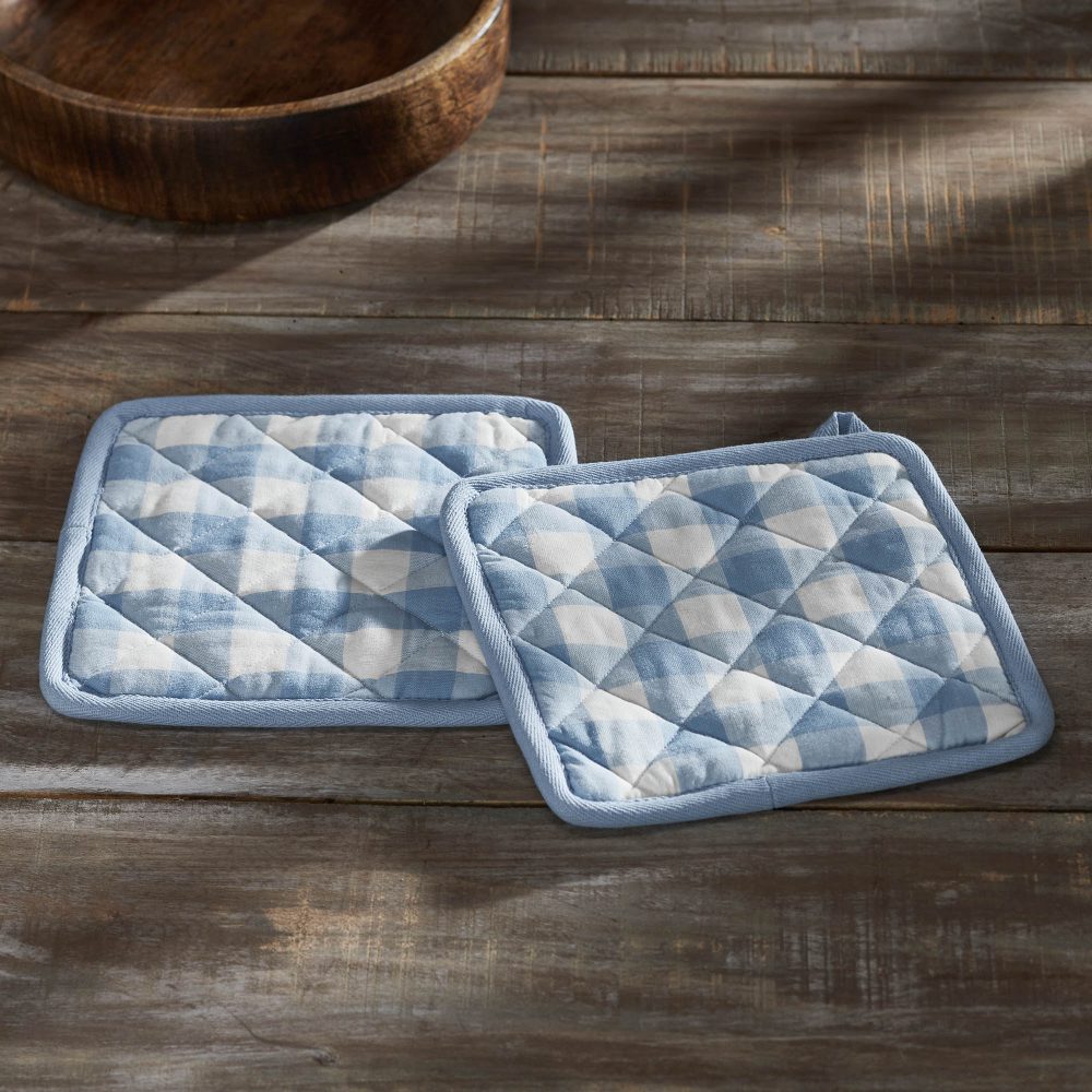 Annie Buffalo Check Blue Pot Holder Set of 2 8x8