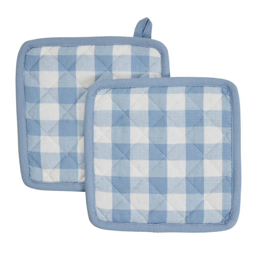 Annie Buffalo Check Blue Pot Holder Set of 2 8x8