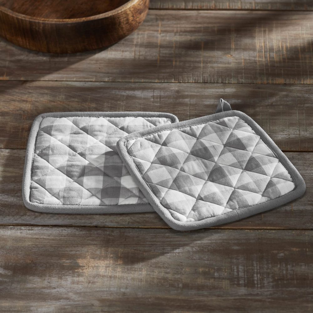 Annie Buffalo Check Grey Pot Holder Set of 2 8x8