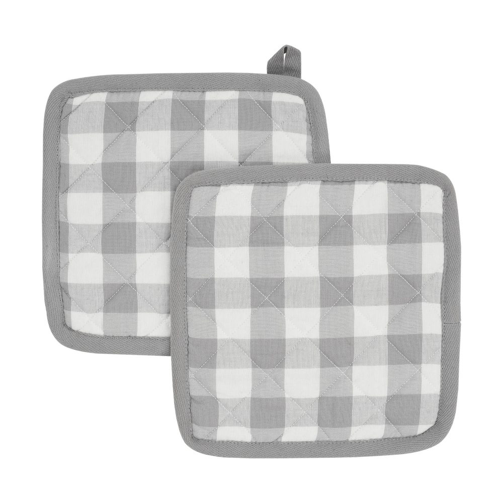 Annie Buffalo Check Grey Pot Holder Set of 2 8x8