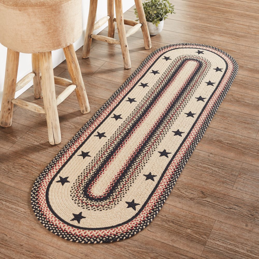 Colonial Star Jute Rug/Runner Oval w/ Pad 22x72