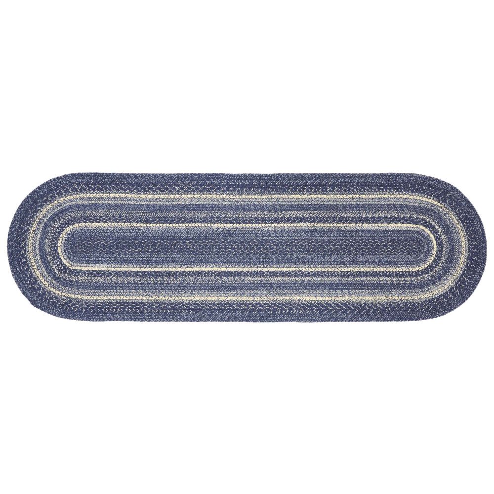 Great Falls Blue Jute Rug/Runner Oval w/ Pad 22x72