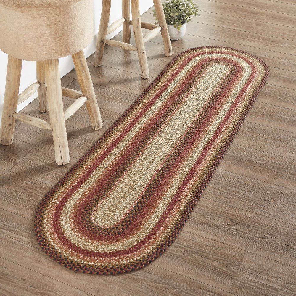 Ginger Spice Jute Rug/Runner Oval w/ Pad 22x72