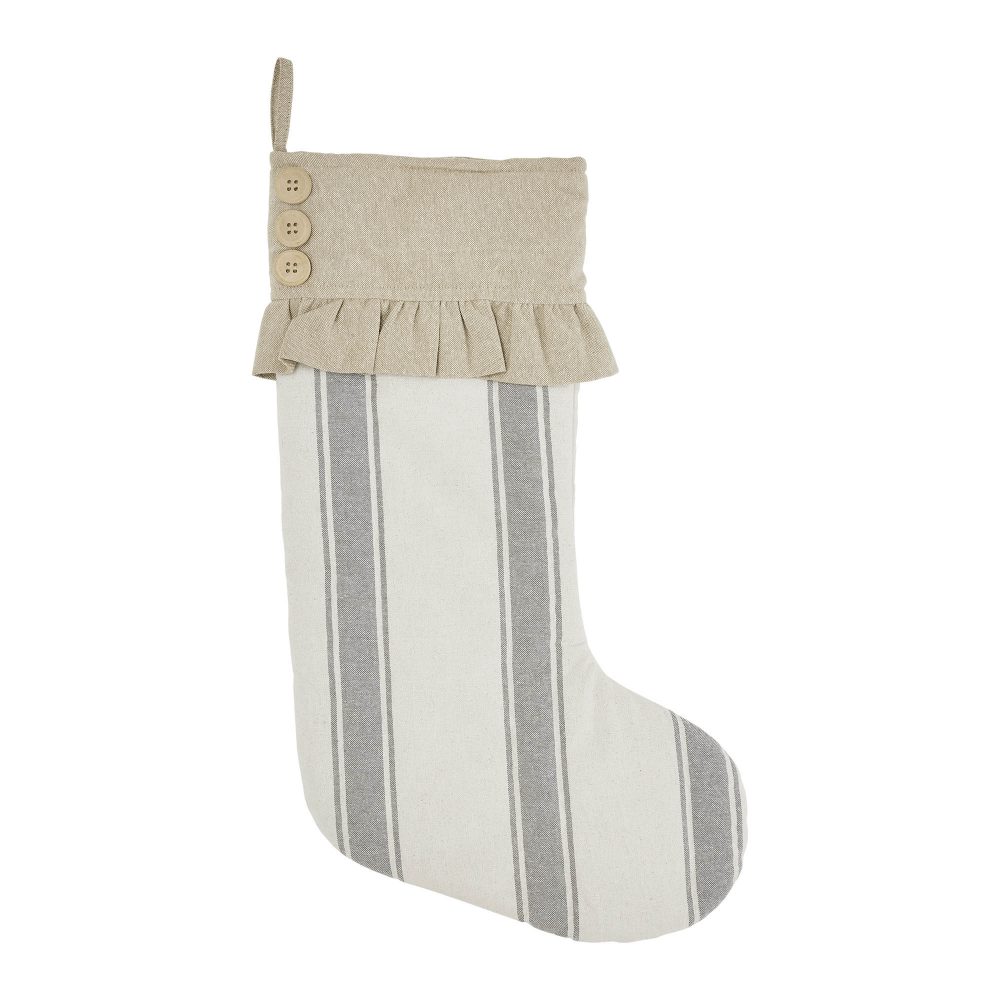 Grace Grain Sack Stripe Ruffled Stocking 12x20