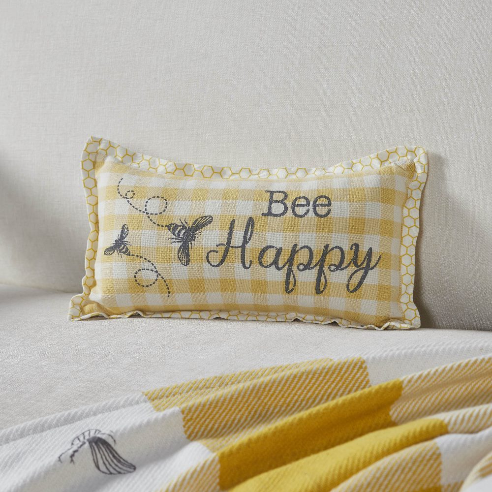 Buzzy Bees Bee Happy Pillow 7x13