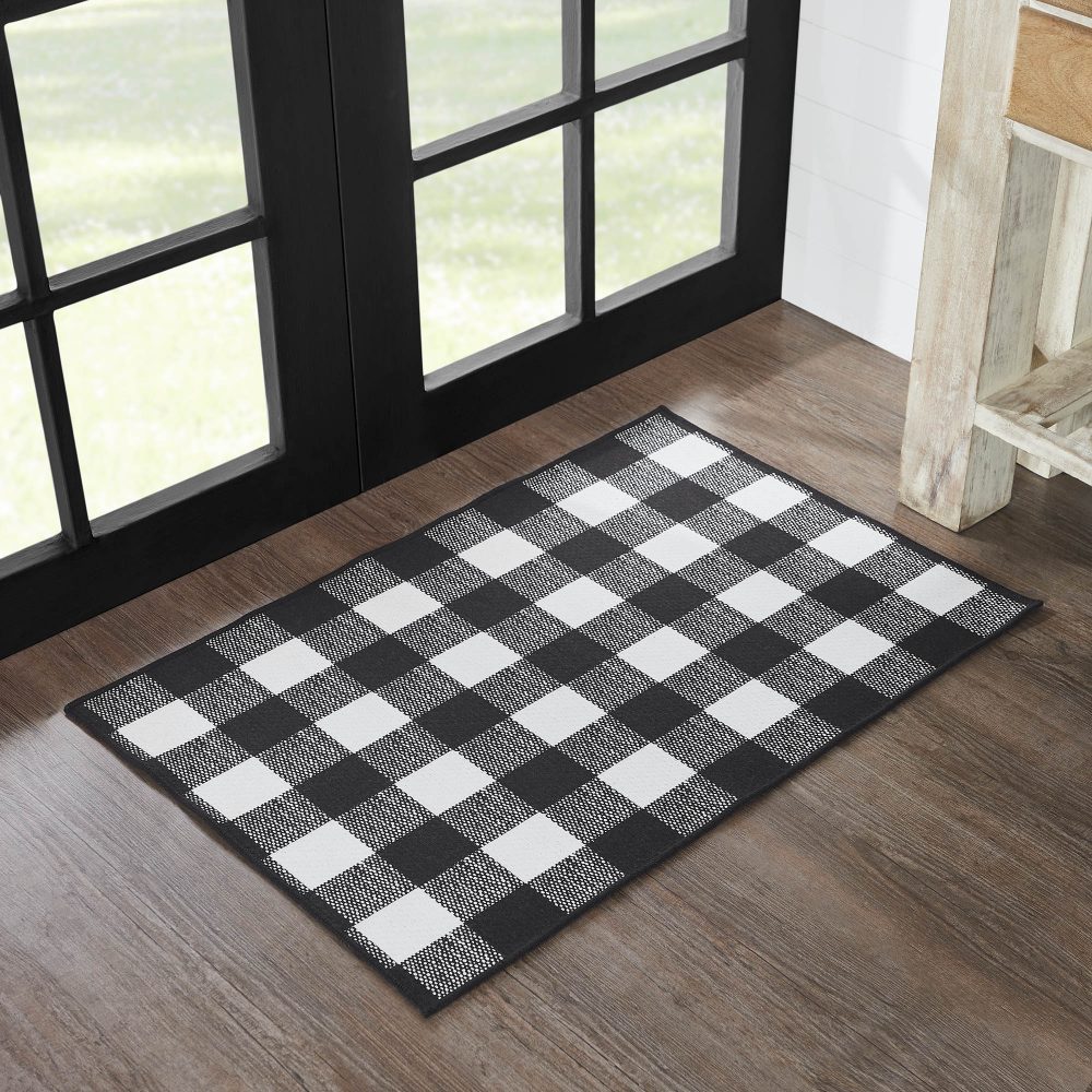 Annie Buffalo Check Black Indoor/Outdoor Rug Rect 24x36