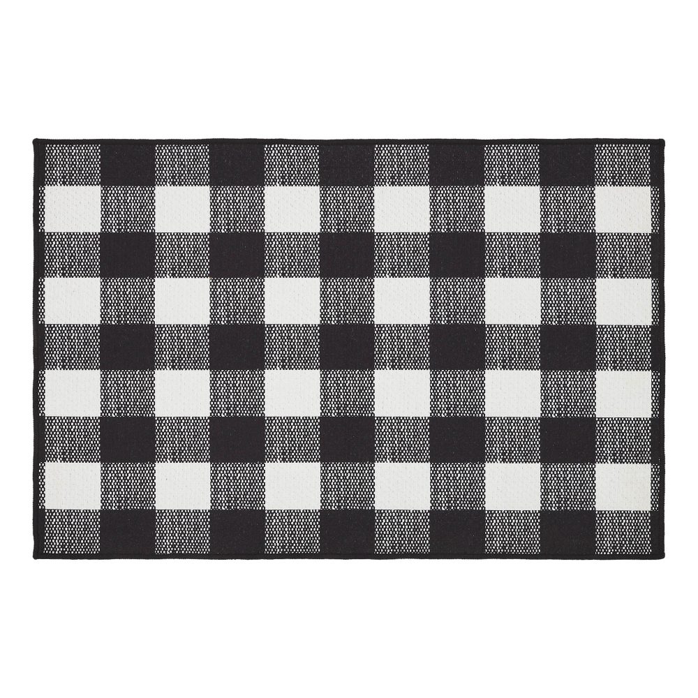 Annie Buffalo Check Black Indoor/Outdoor Rug Rect 24x36