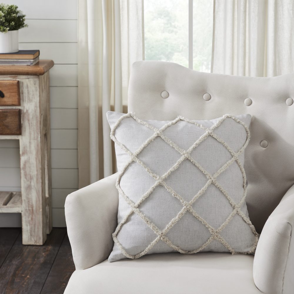 Frayed Lattice Oatmeal Pillow 20x20