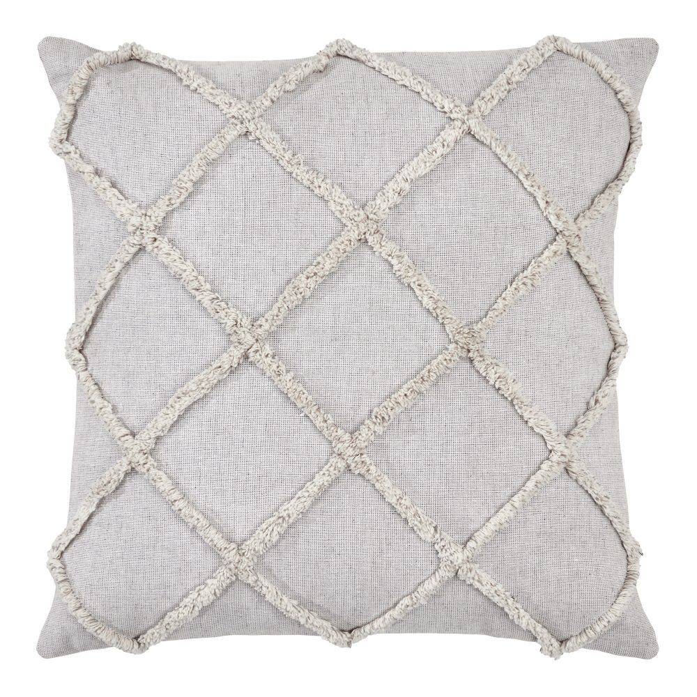 Frayed Lattice Oatmeal Pillow 20x20