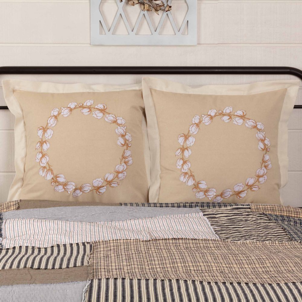 Ashmont Cotton Wreath Fabric Euro Sham Set of 2 26x26