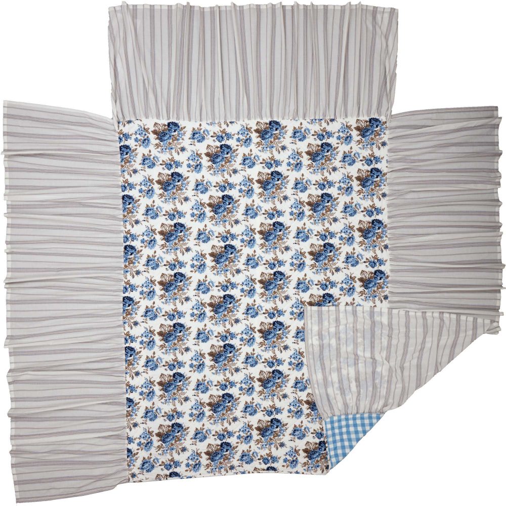 Annie Blue Floral Ruffled Queen Coverlet 80x60+27