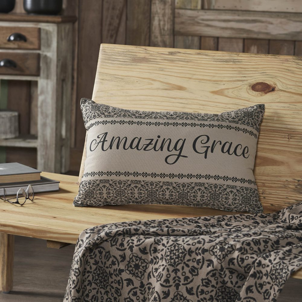 Custom House Black Tan Jacquard Amazing Grace Pillow 14x22