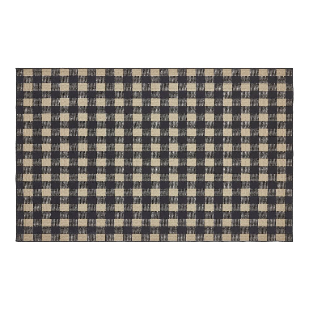 Black Check Polyester Rug Rect 60x96