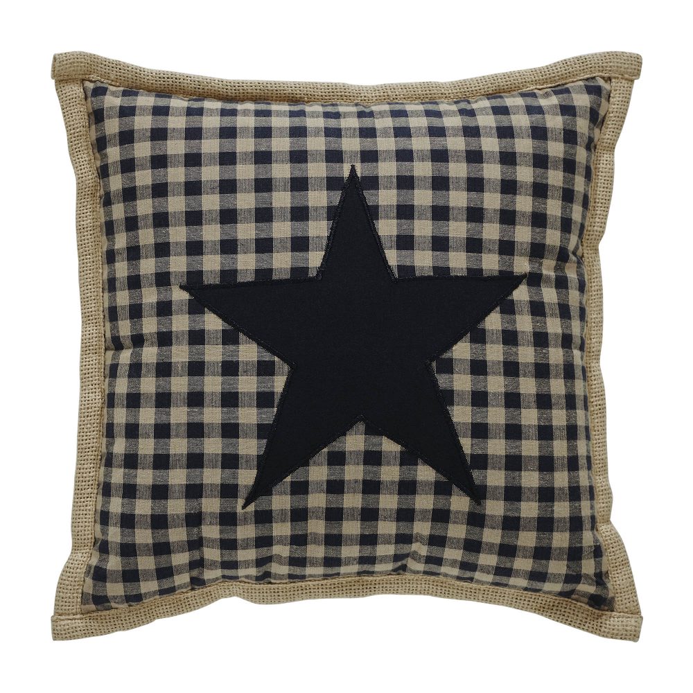 Black Check Star Pillow 12x12