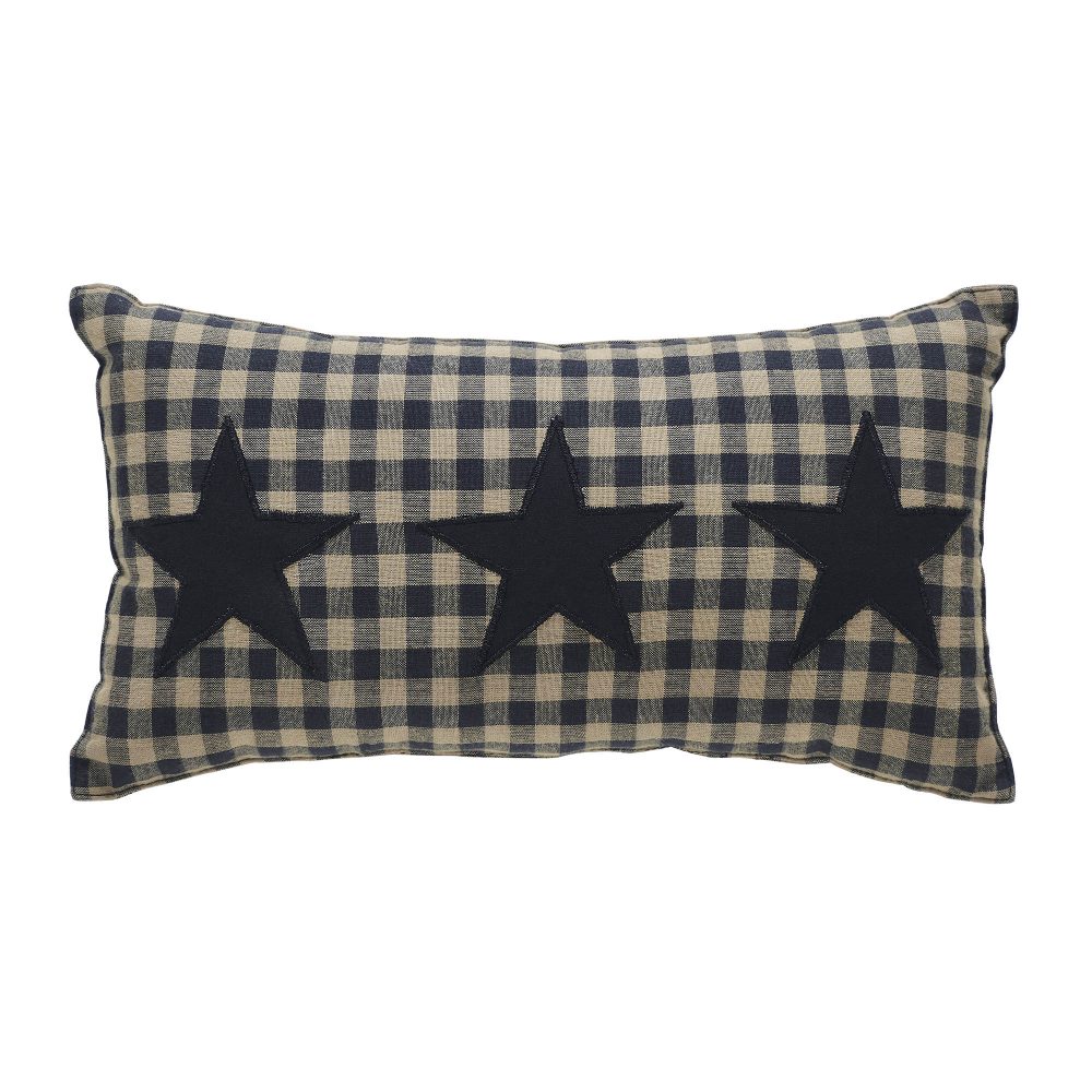 Black Check Star Pillow 7x13