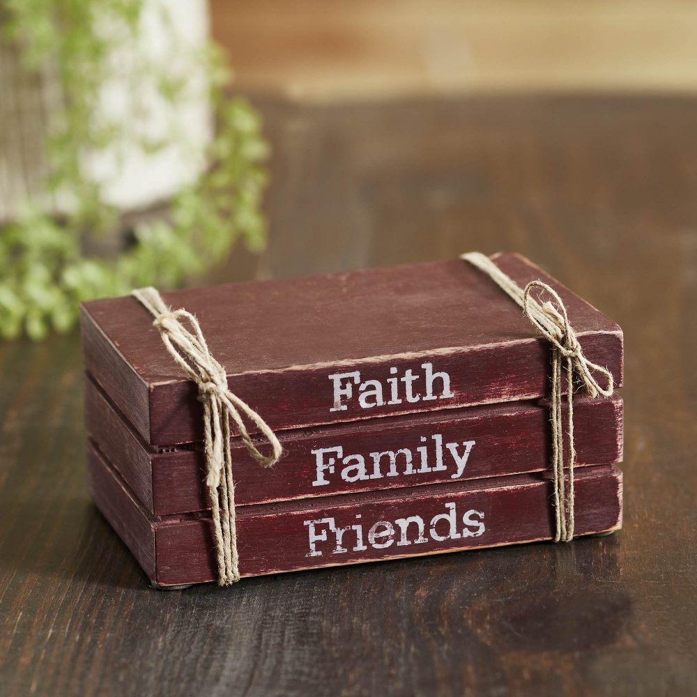 Faith Family Friends Faux Book Stack 2.5x6x4