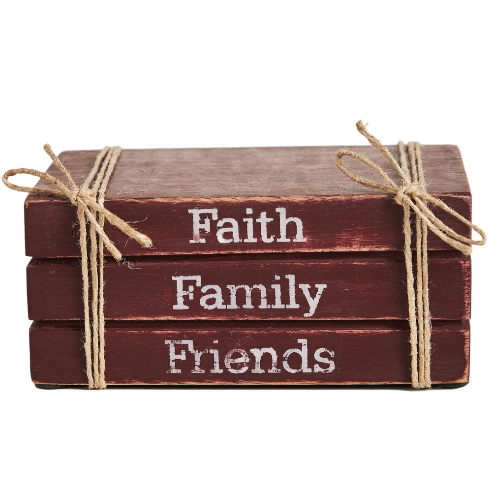 Faith Family Friends Faux Book Stack 2.5x6x4