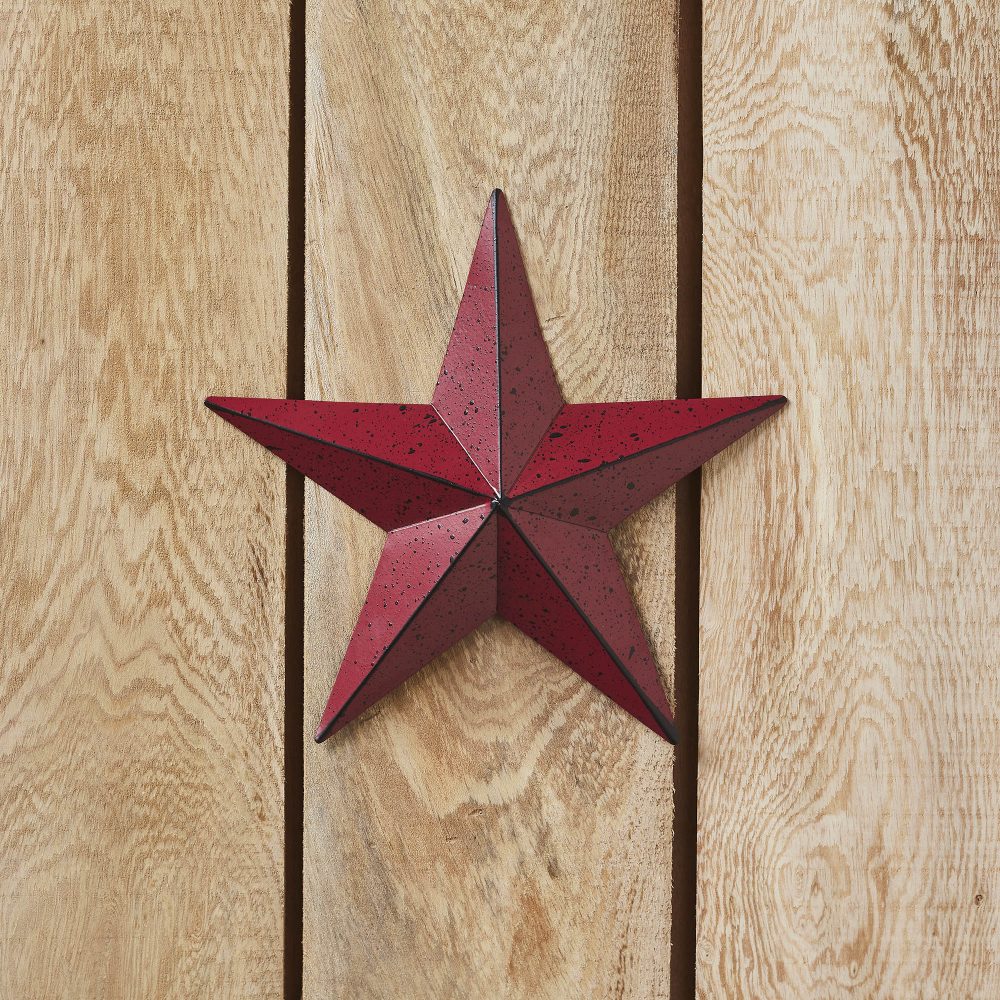 Faceted Metal Star Burgundy Wall Hanging 8x8