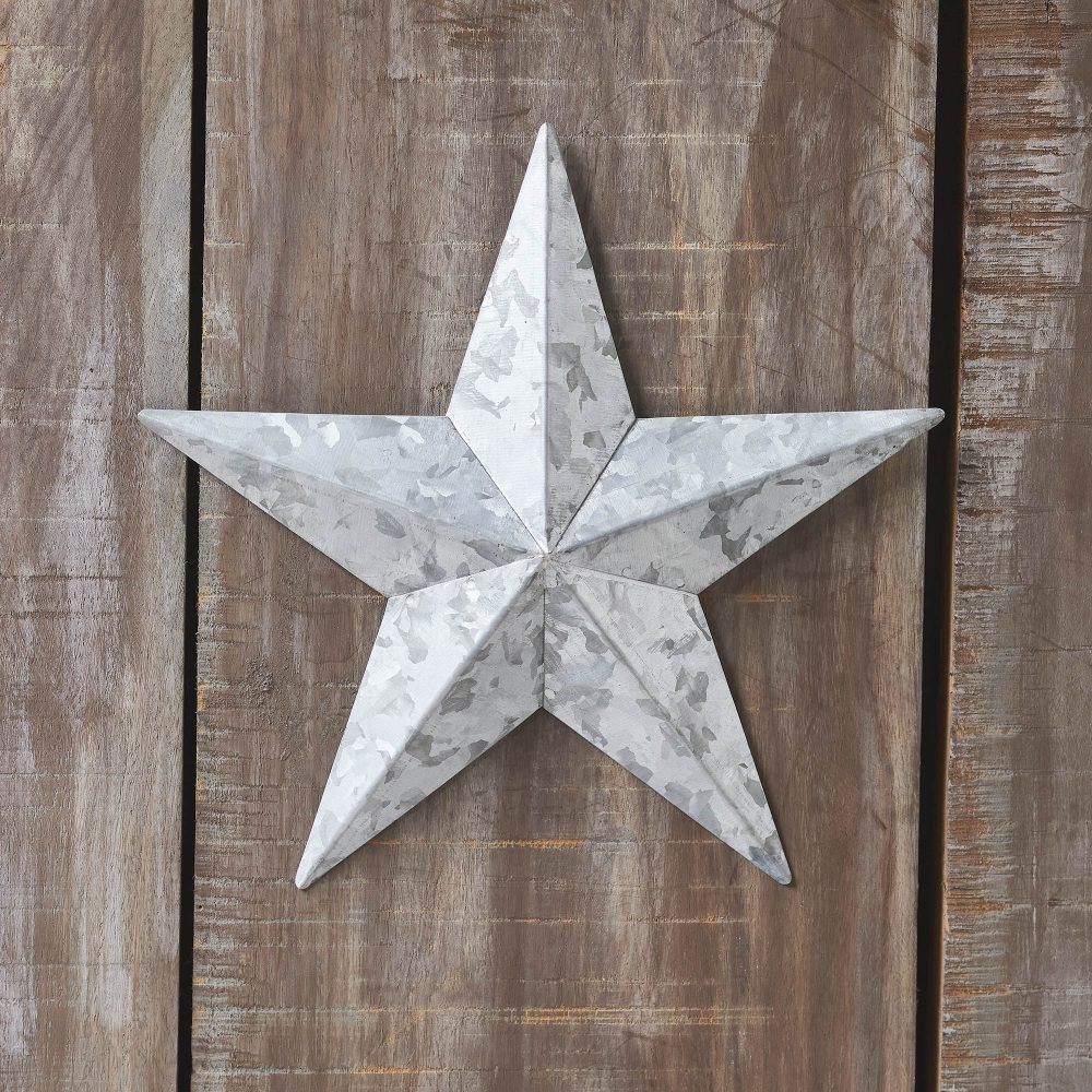 Faceted Metal Star Galvanized Wall Hanging 8x8