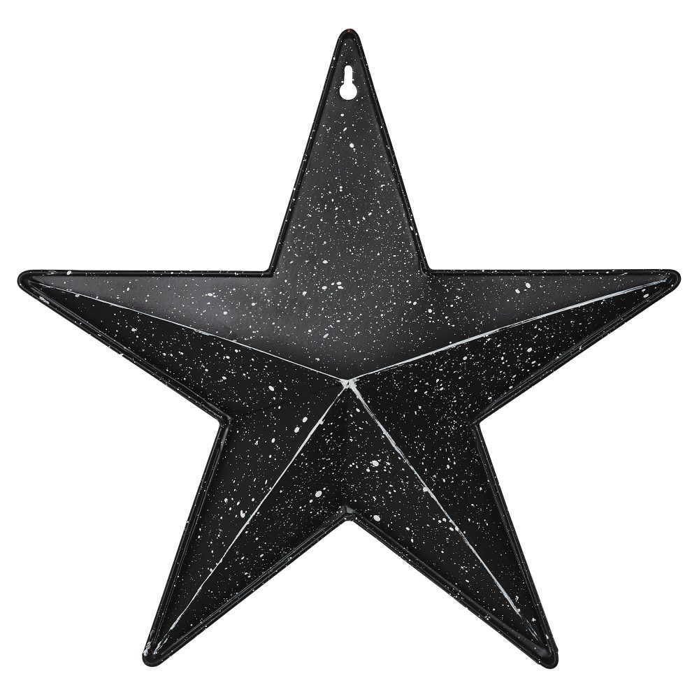 Faceted Metal Star Black Wall Hanging w/ Pocket 12x12