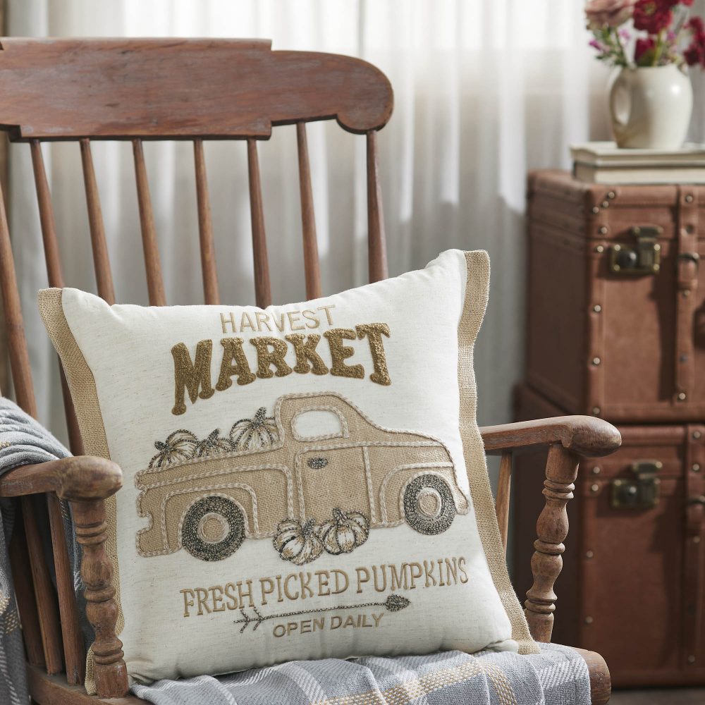 Harvest Market Fresh Picked Pumpkin Truck Pillow 18x18