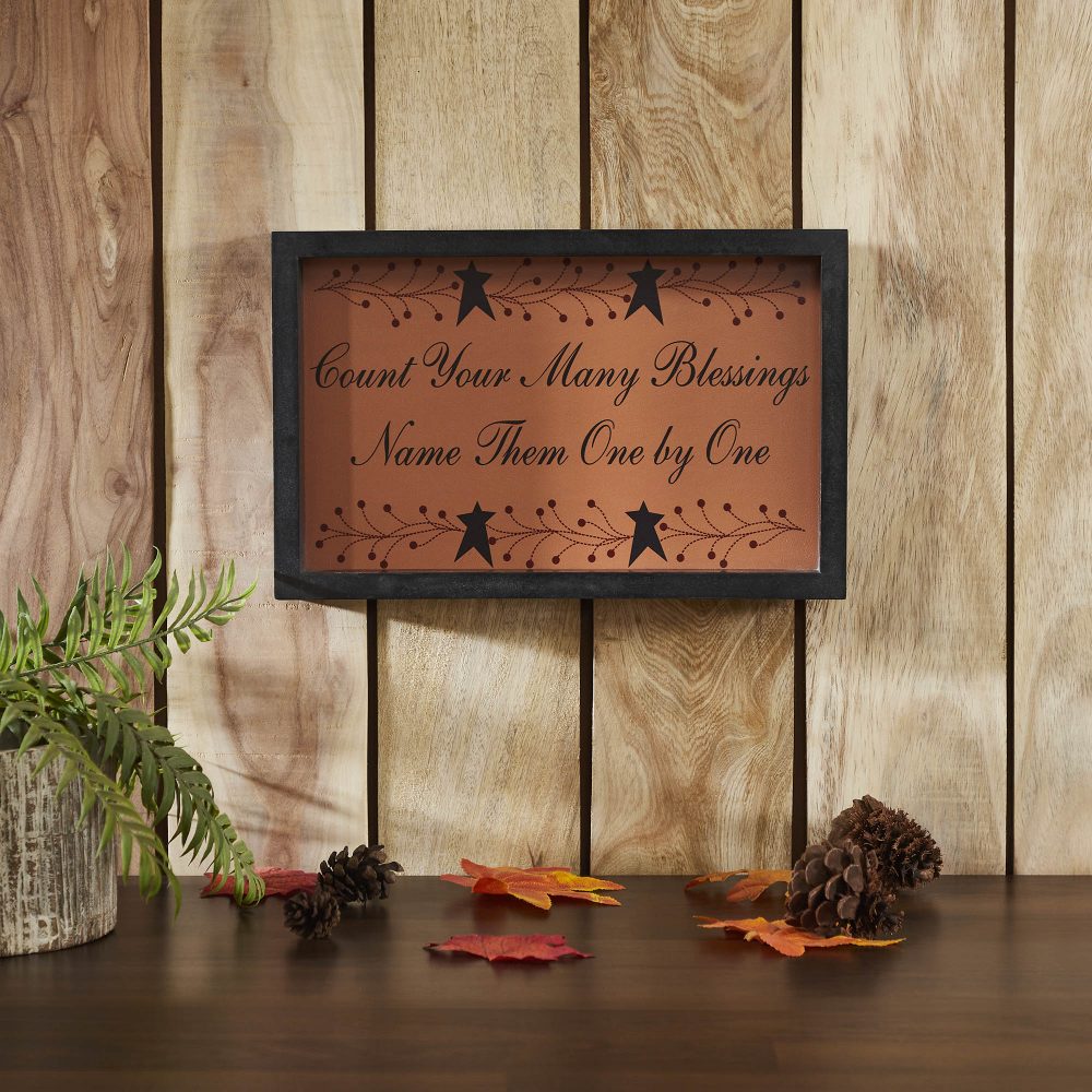 Count Your Many Blessings Vine Prim Stars MDF Wall Sign 9x14x1.5