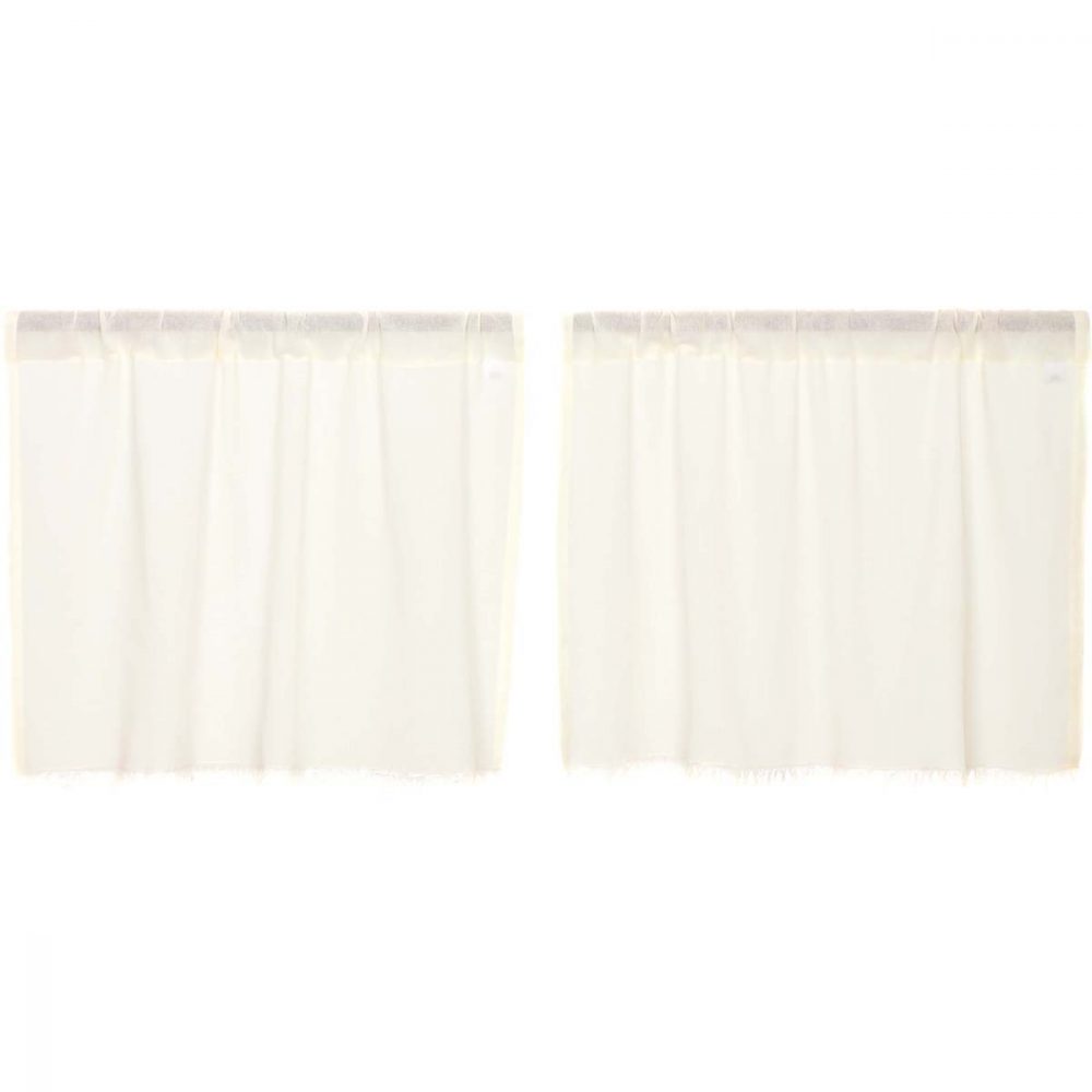 Tobacco Cloth Antique White Tier Fringed Set of 2 L24xW36