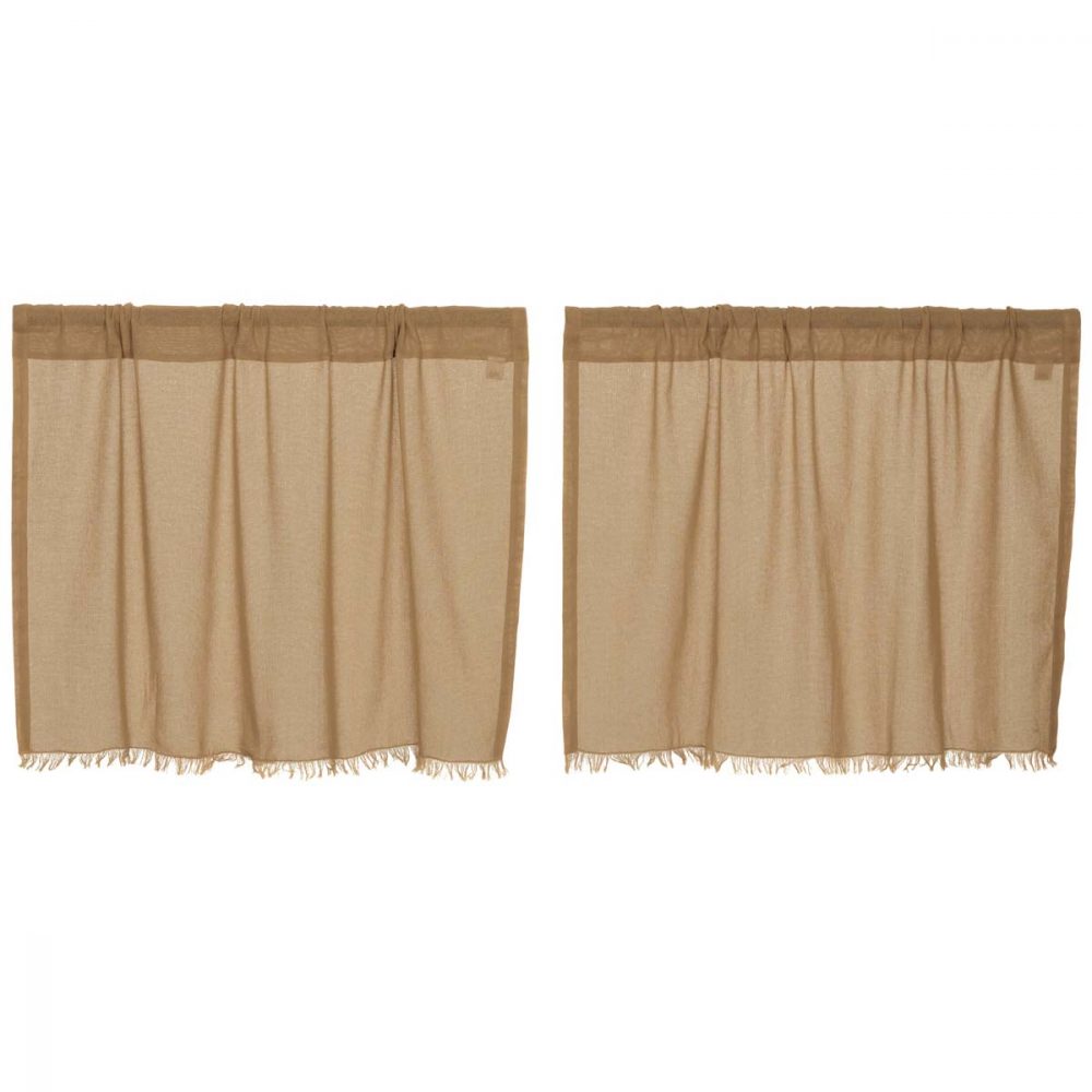 Tobacco Cloth Khaki Tier Fringed Set of 2 L24xW36