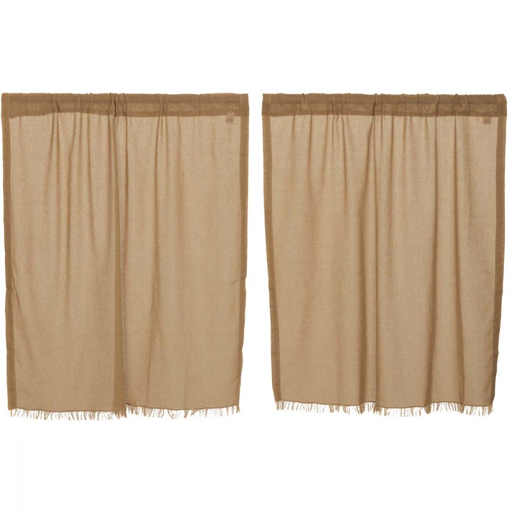 Tobacco Cloth Khaki Tier Fringed Set of 2 L36xW36