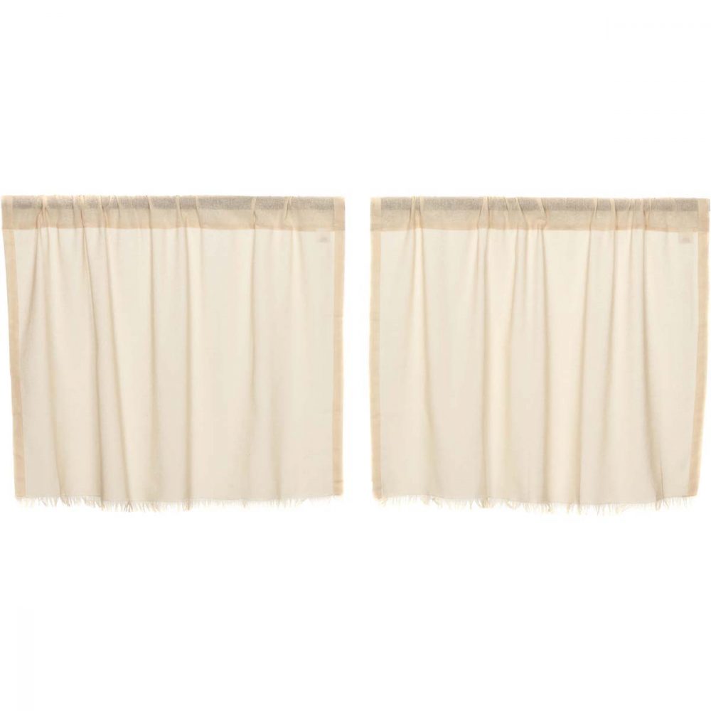 Tobacco Cloth Natural Tier Fringed Set of 2 L24xW36