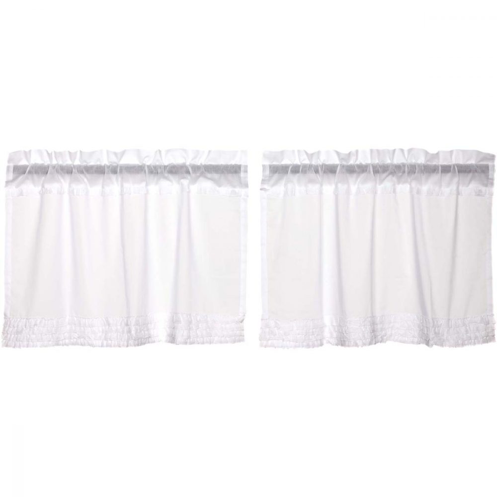 White Ruffled Sheer Tier Set of 2 L24xW36