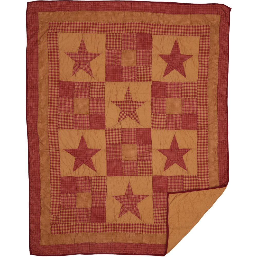 Ninepatch Star Quilted Throw 50x60