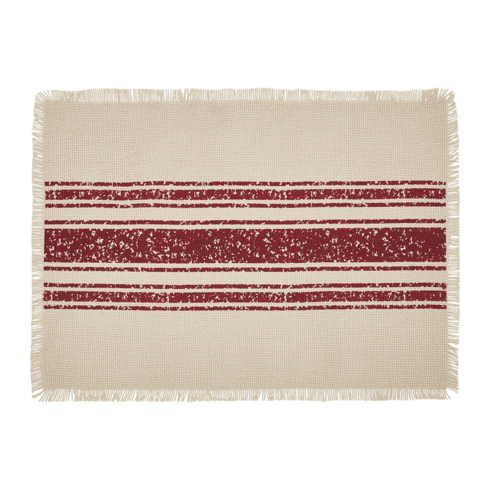 Yuletide Burlap Red Stripe Placemat Set of 6 13x19