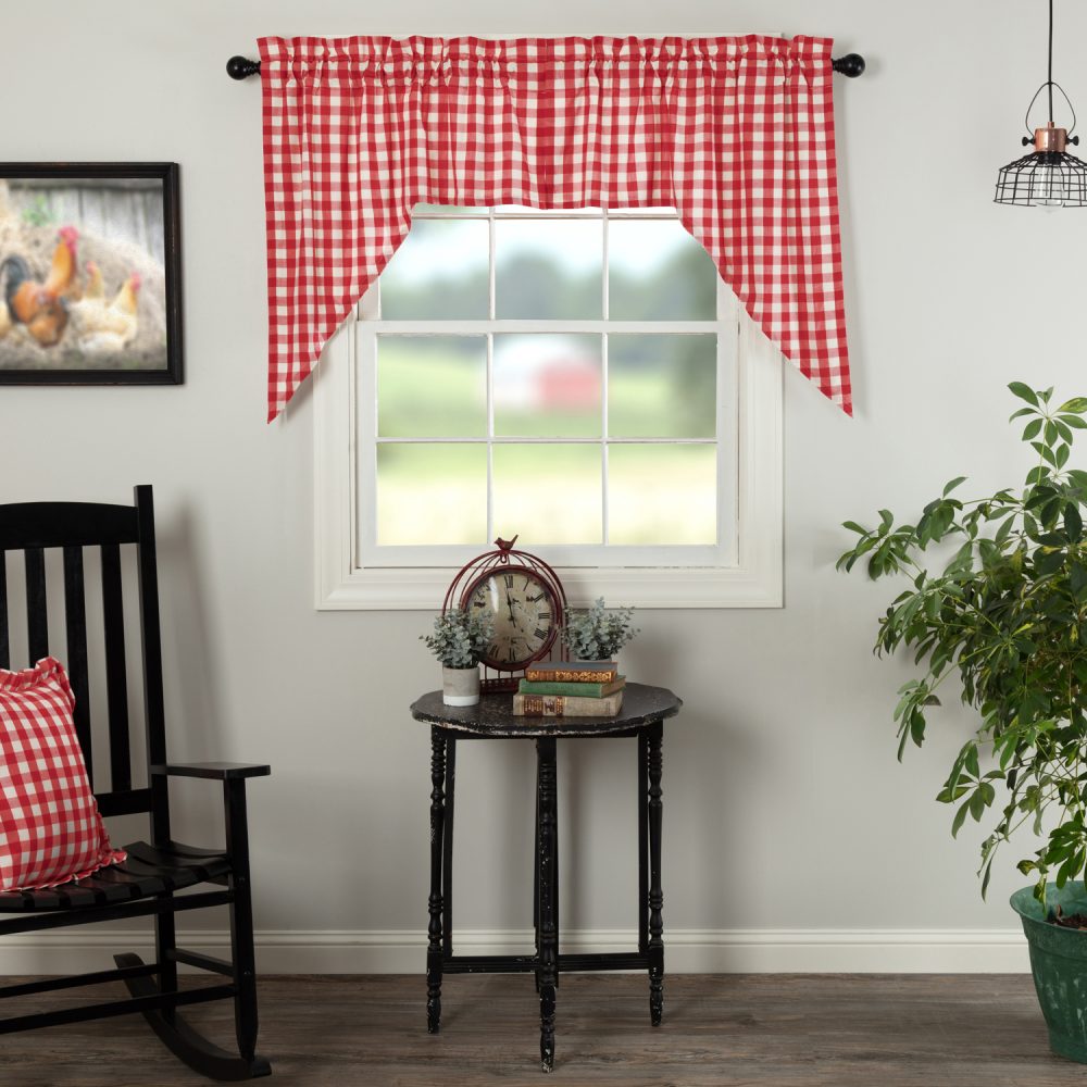 Annie Buffalo Red Check Swag Set of 2 36x36x16