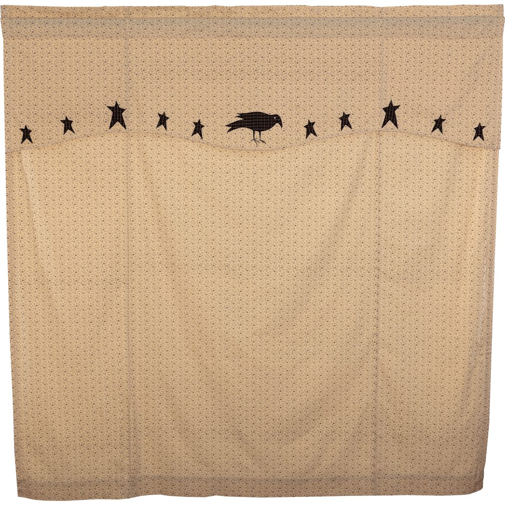 Kettle Grove Shower Curtain with Attached Applique Crow and Star Valance 72x72