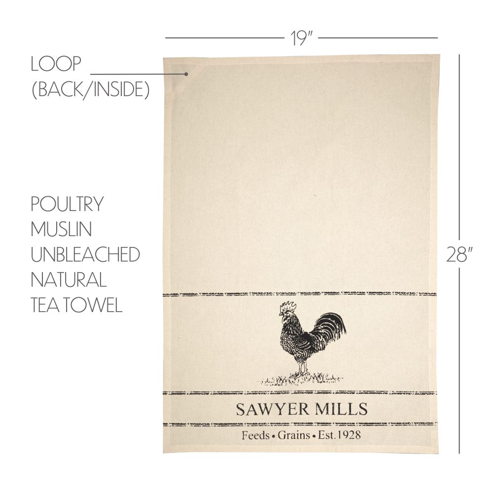 Sawyer Mill Charcoal Poultry Muslin Unbleached Natural Tea Towel 19x28