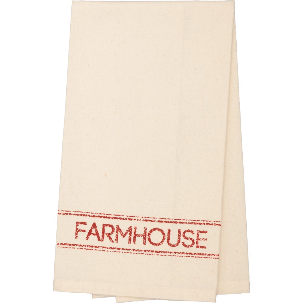 Sawyer Mill Red Farmhouse Muslin Unbleached Natural Tea Towel 19x28