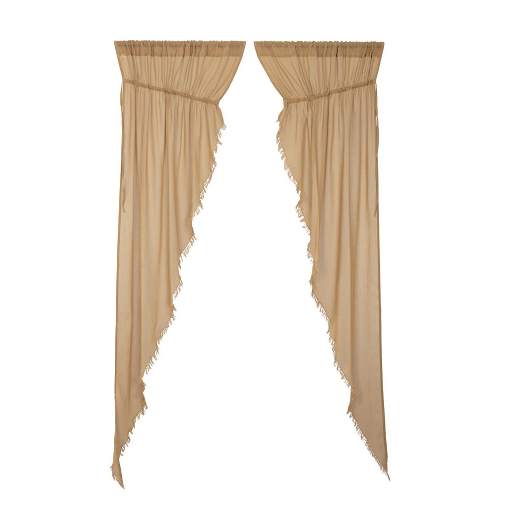 Tobacco Cloth Khaki Prairie Long Panel Fringed Set of 2 84x36x18