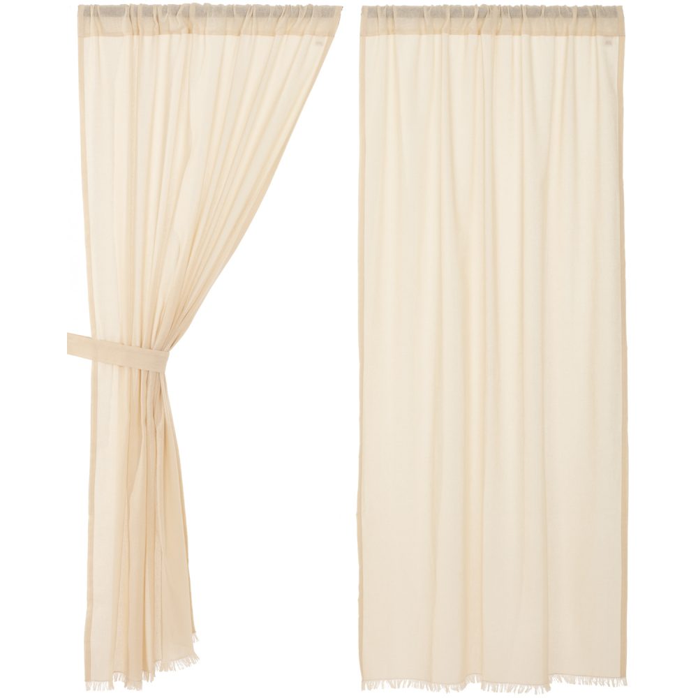 Tobacco Cloth Natural Short Panel Fringed Set of 2 63x36