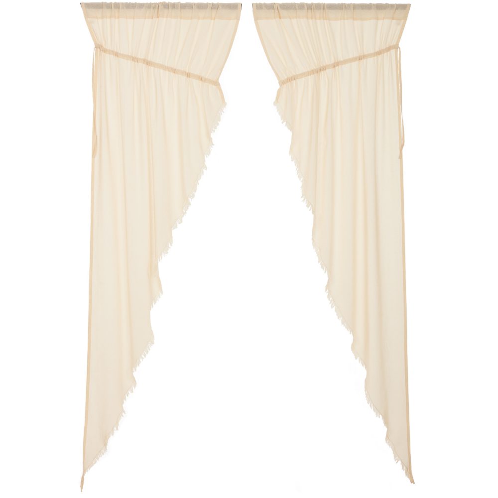 Tobacco Cloth Natural Prairie Long Panel Fringed Set of 2 84x36x18