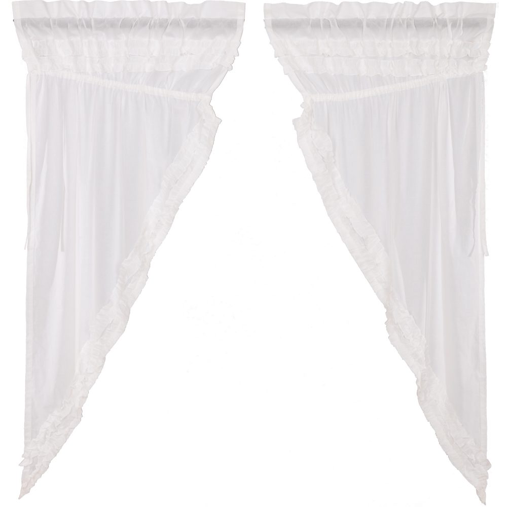 White Ruffled Sheer Petticoat Prairie Short Panel Set of 2 63x36x18