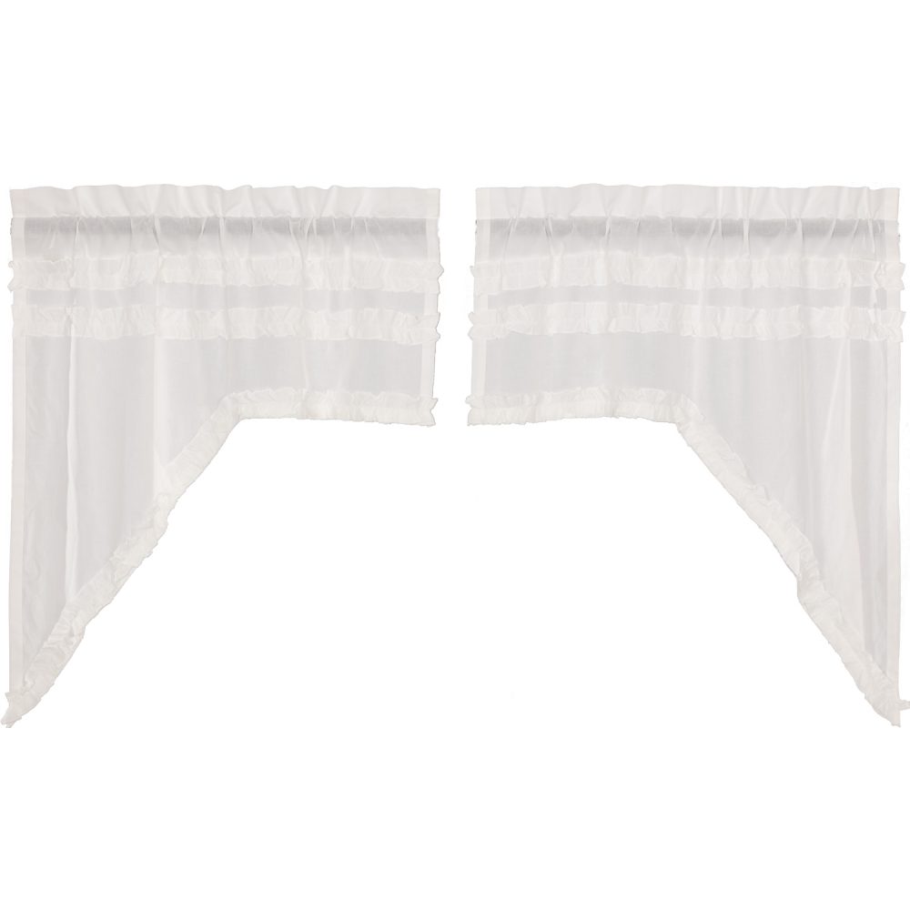 White Ruffled Sheer Petticoat Swag Set of 2 36x36x16