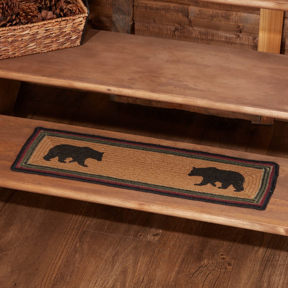 Wyatt Stenciled Bear Jute Stair Tread Rect Latex 8.5x27