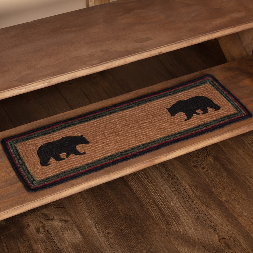 Wyatt Stenciled Bear Jute Stair Tread Rect Latex 8.5x27