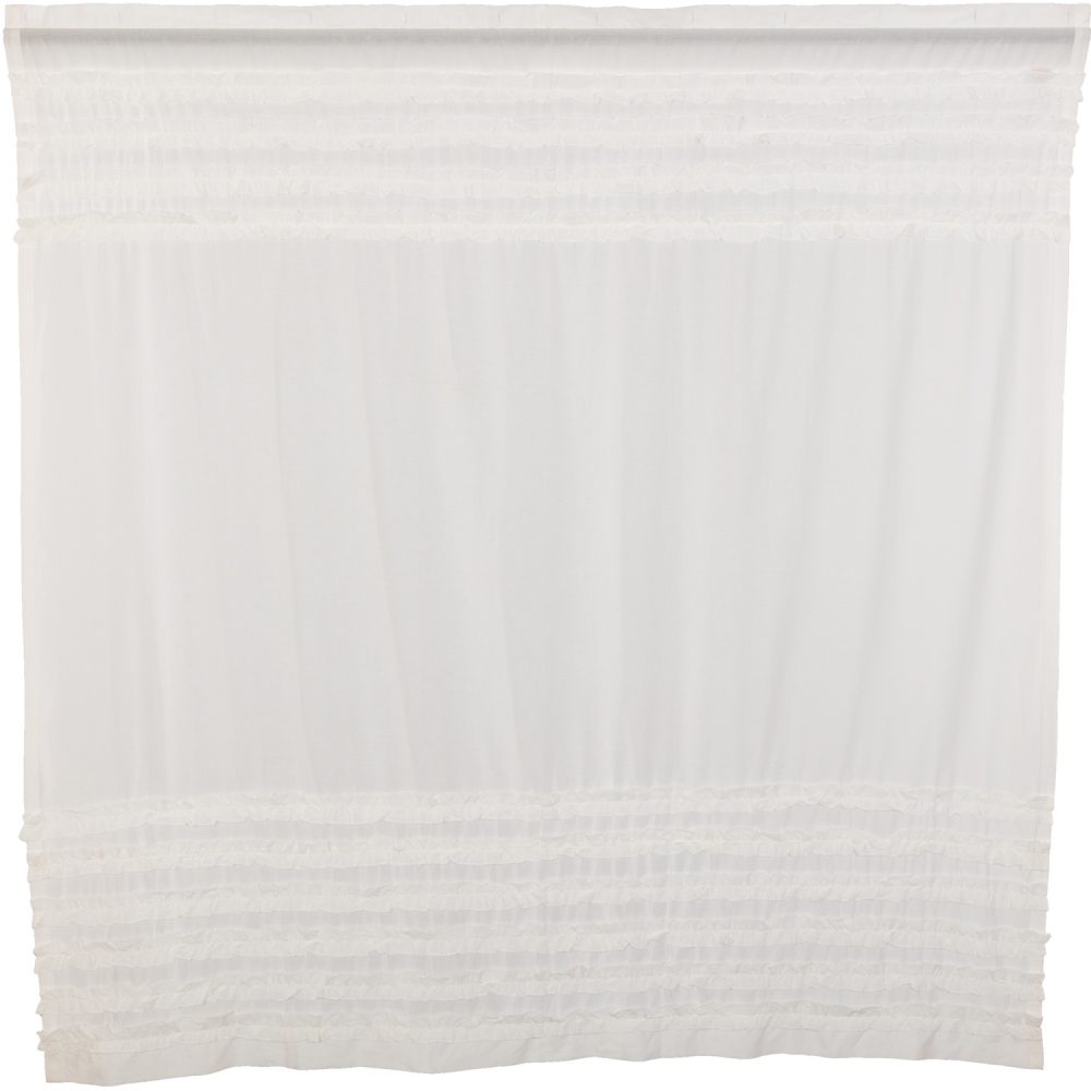 White Ruffled Sheer Petticoat Shower Curtain 72x72