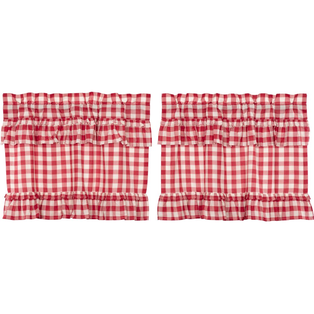 Annie Buffalo Red Check Ruffled Tier Set of 2 L24xW36