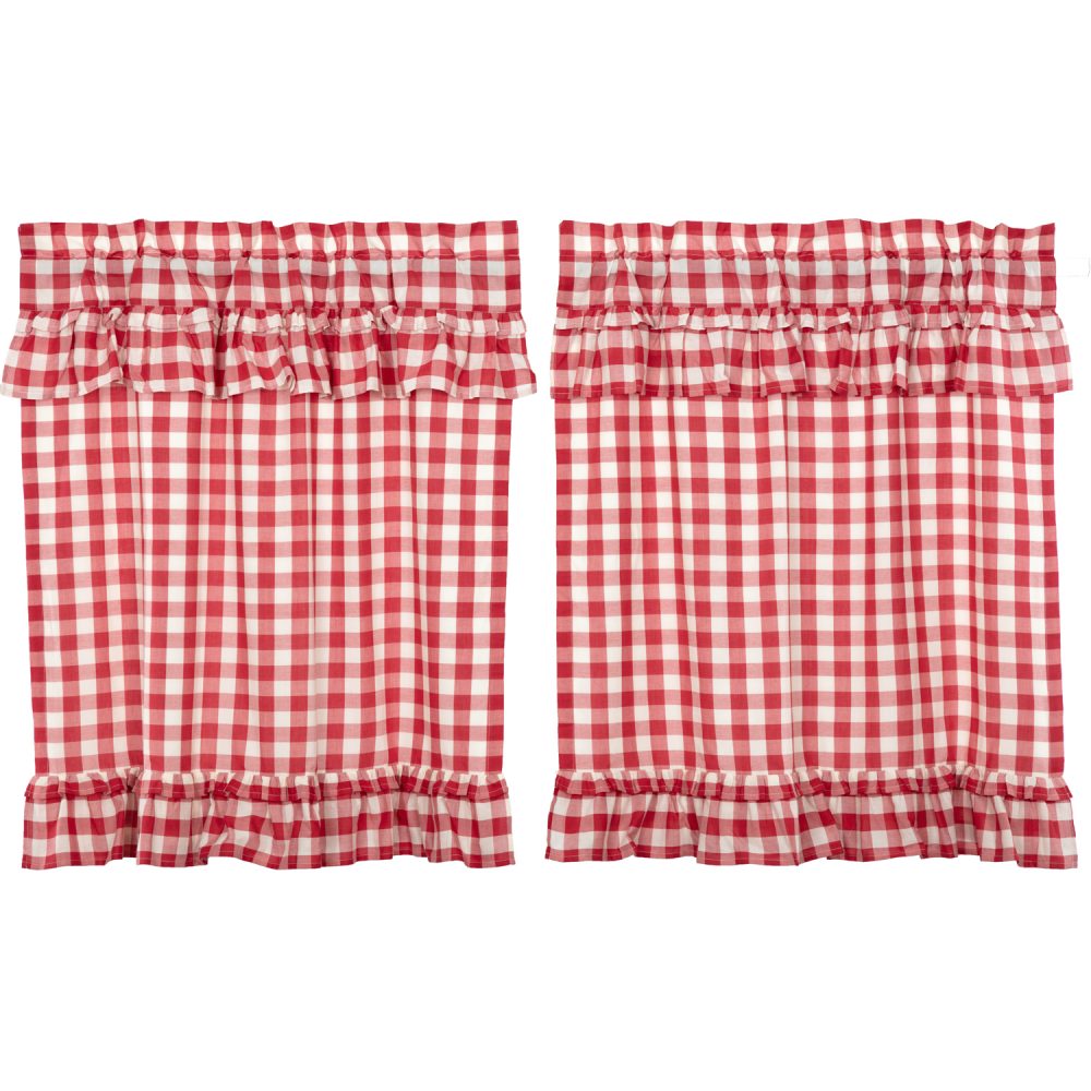 Annie Buffalo Red Check Ruffled Tier Set of 2 L36xW36