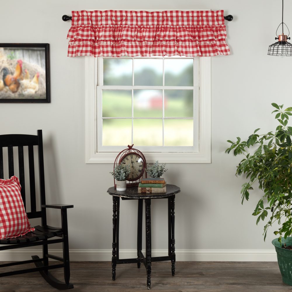 Annie Buffalo Red Check Ruffled Valance 16x60